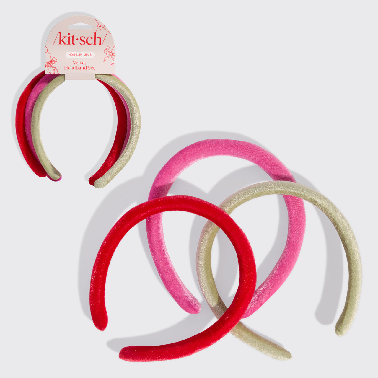 Red. Pink & Green Velvet Headbands